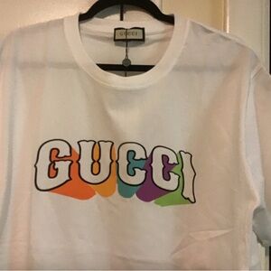 Gucci White Multicolor Logo T-Shirt New price is firm